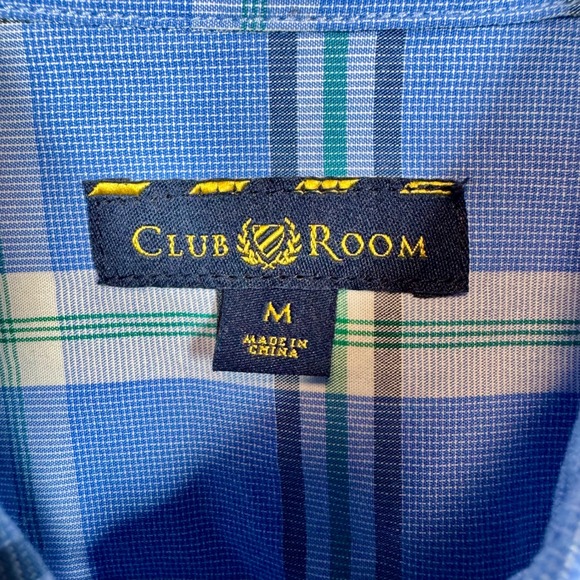 Club Room Plaid Button Down Shirt Classic Fit Blue‎ Green Mens Size Medium - Picture 3 of 9